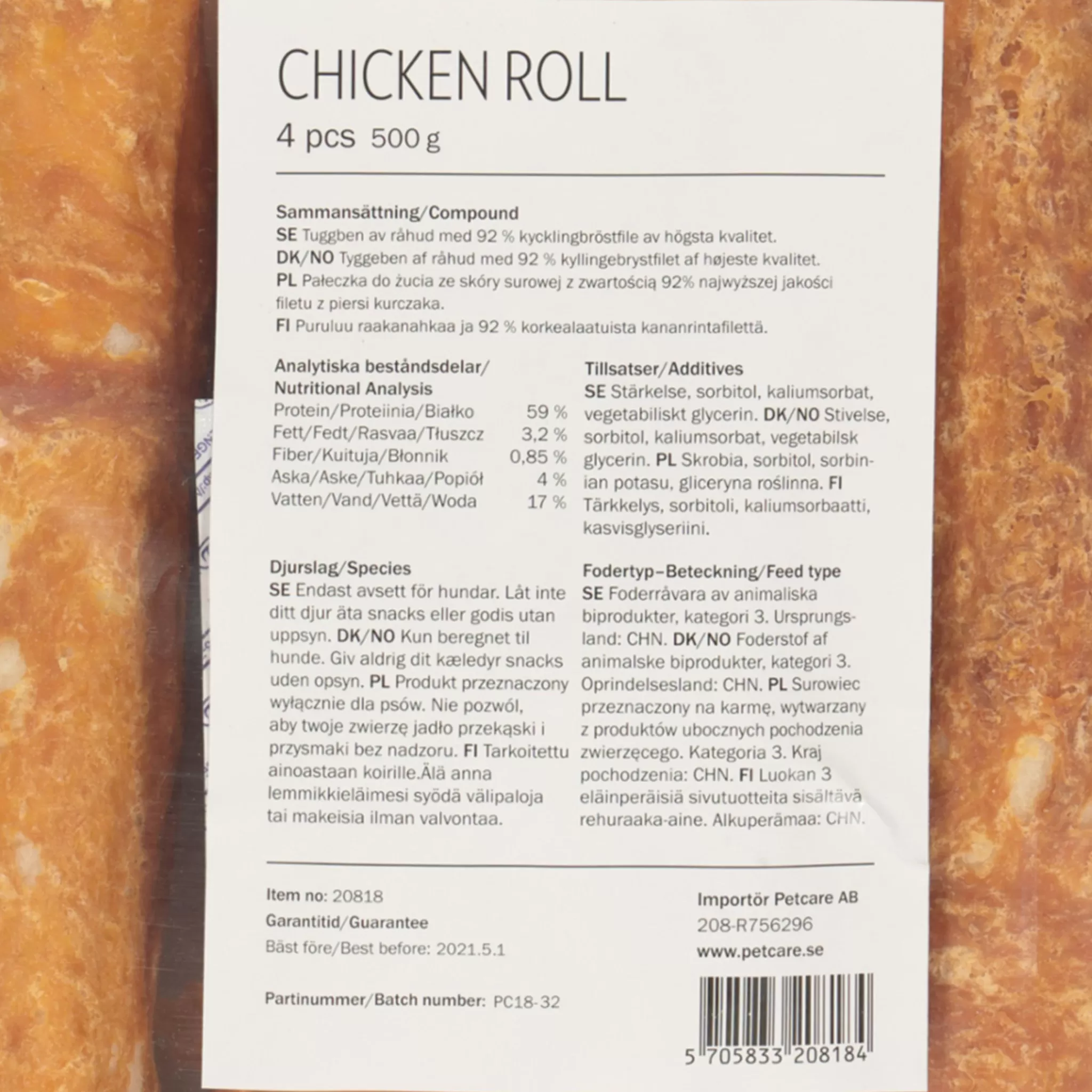 Treateaters Chicken Rolls, 4 Pack, Tyggebein