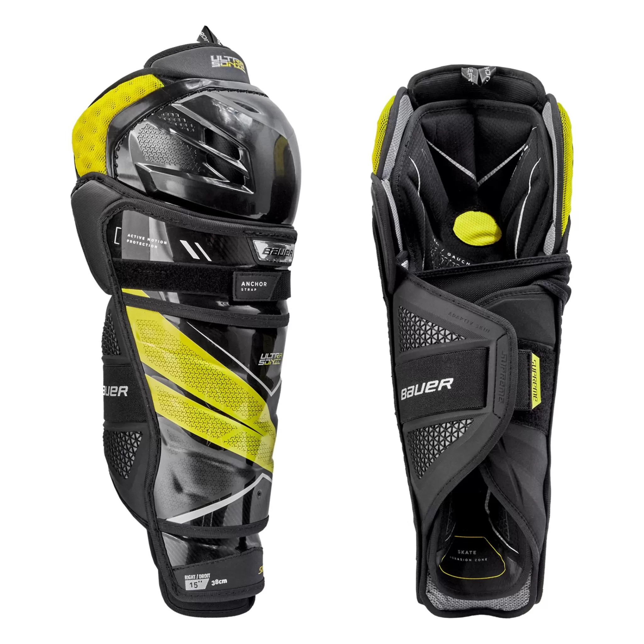 bauer S21 Supreme Ultrasonic Shin Guard - Int-22/23, Leggskinn Intermediate