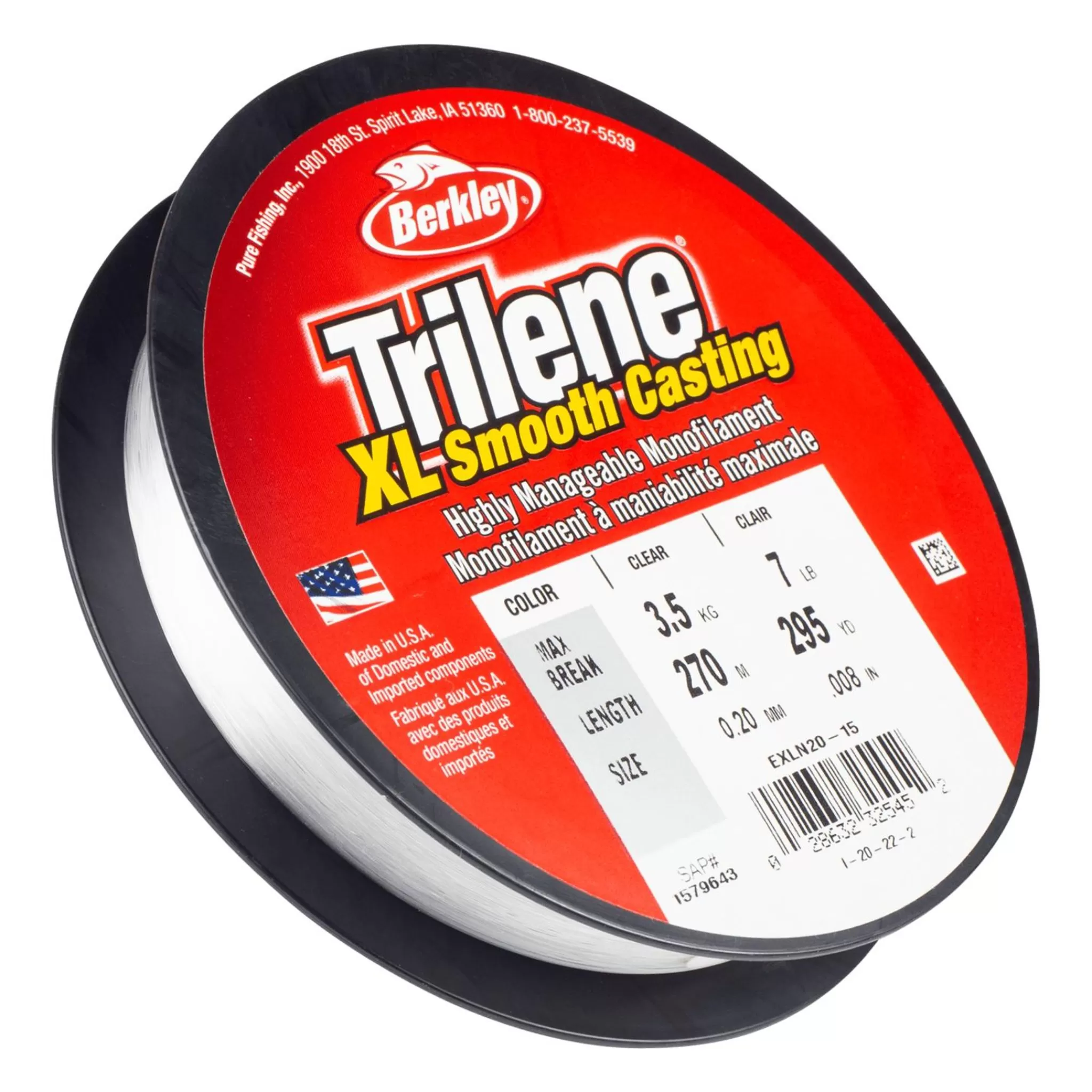 berkley Trilene Xl Mono 270M Clear, Fiskesene Monofilament