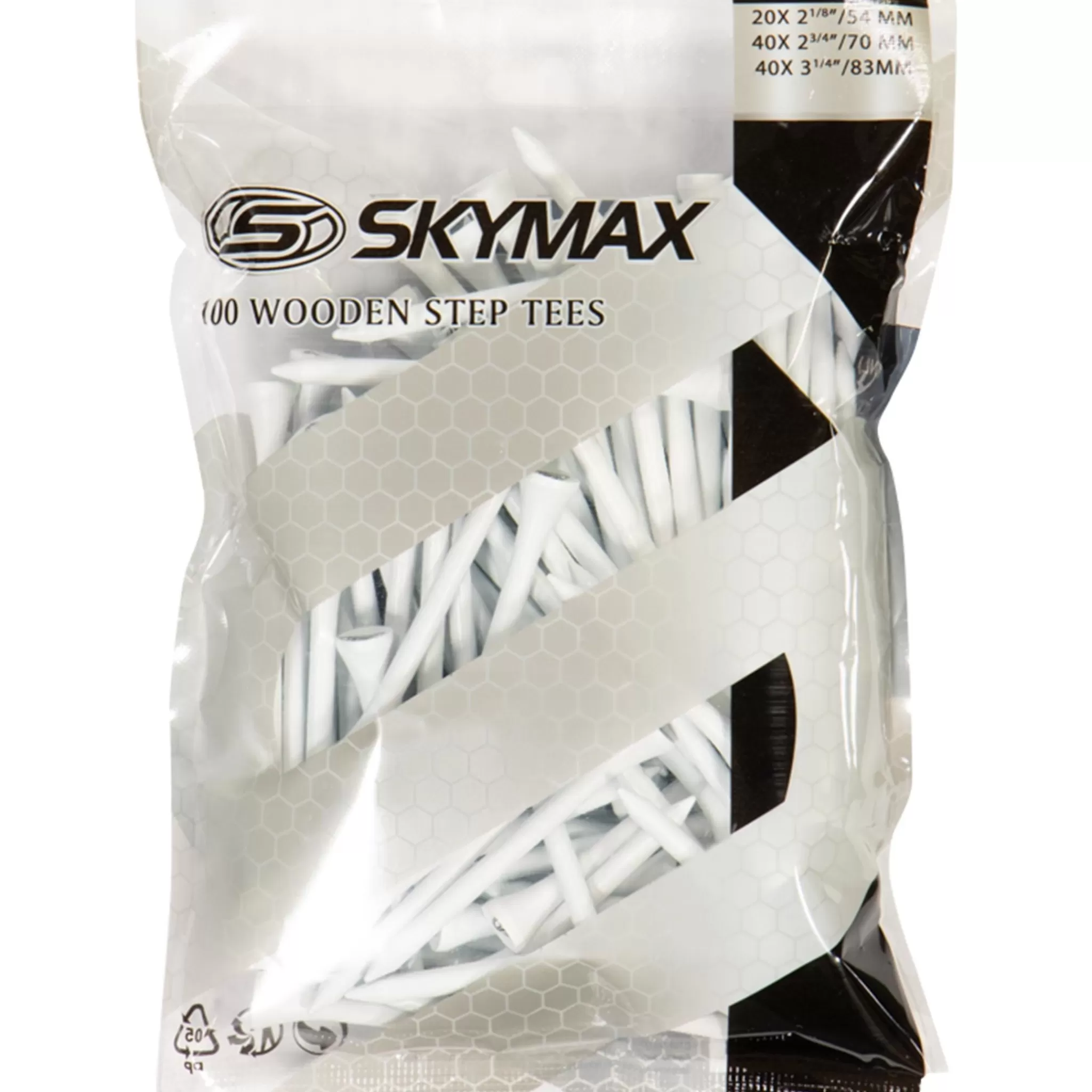 Skymax Wooden Tees 83/69/53 Mm (100Pcs), Golfpegger